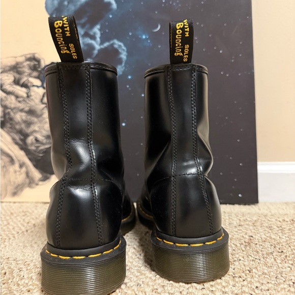 Dr. Martens Black Leather Boots with Yellow Accents - Picture 5 of 6
